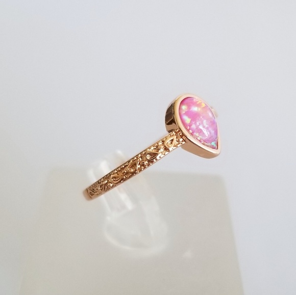 18k Over Sterling Pink Opal Ring - Picture 5 of 8